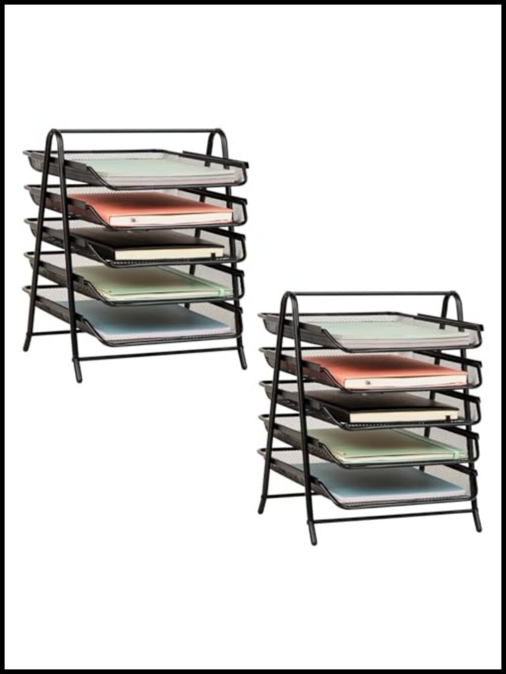 Mind Reader 5-Tier Metal Mesh Paper Tray Desktop File Organizer Set of 2